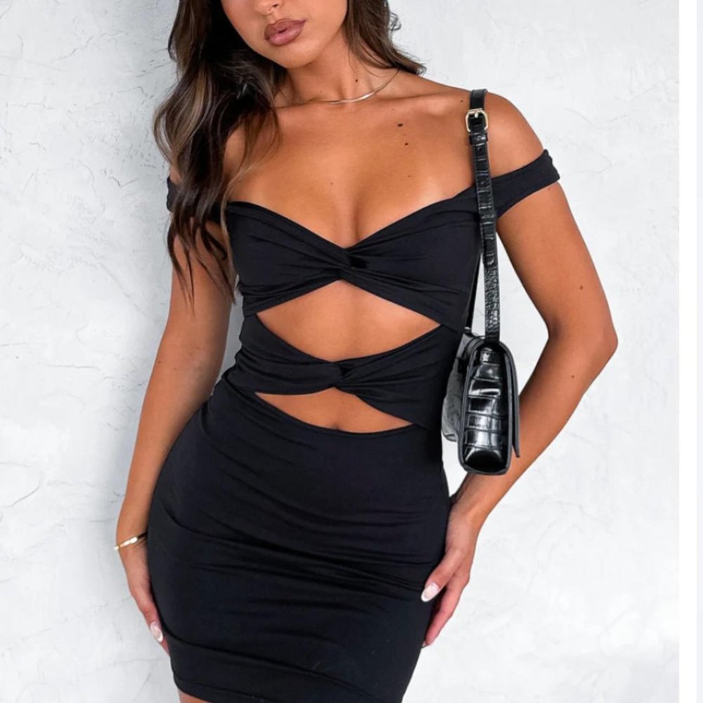 white fox boutique black bandage dress